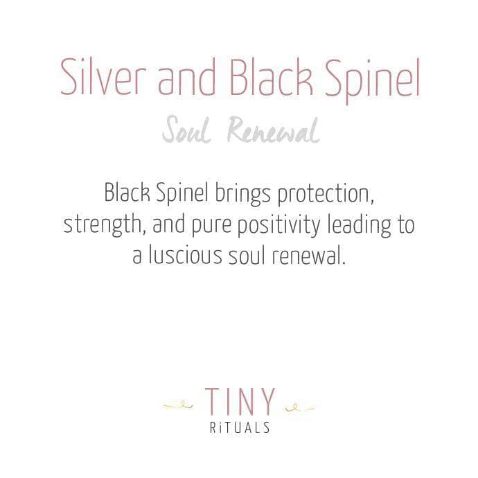 Silver Beaded Black Spinel Bracelet