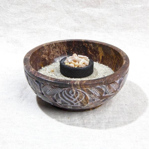 Soapstone Carved Smudge Bowl Kit