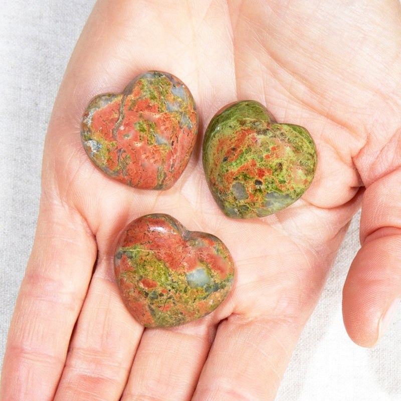 Unakite Mini Heart Set