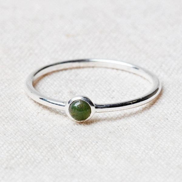 Bloodstone Silver Ring - 3mm Pure Healing Crystal // Tiny Rituals