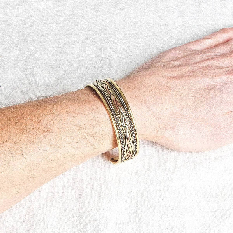 Copper and Brass Cuff Bracelet: Healing Braid
