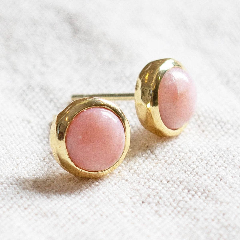 Pink Opal Silver or Gold Stud Earrings