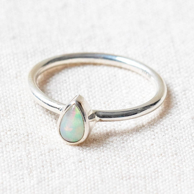 Ethiopian Opal Freeform Stackable Silver Ring