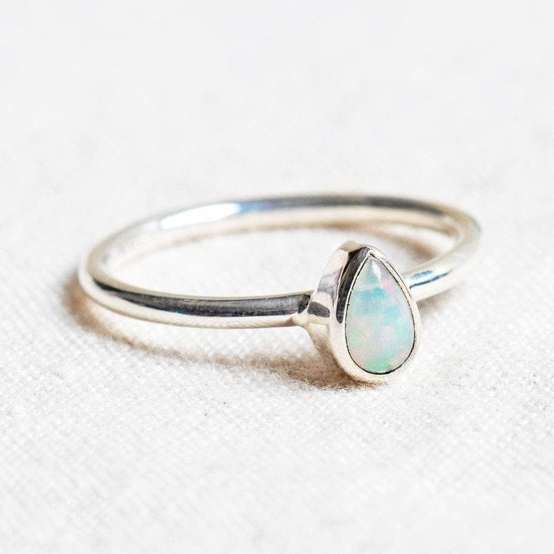 Ethiopian Opal Freeform Stackable Silver Ring