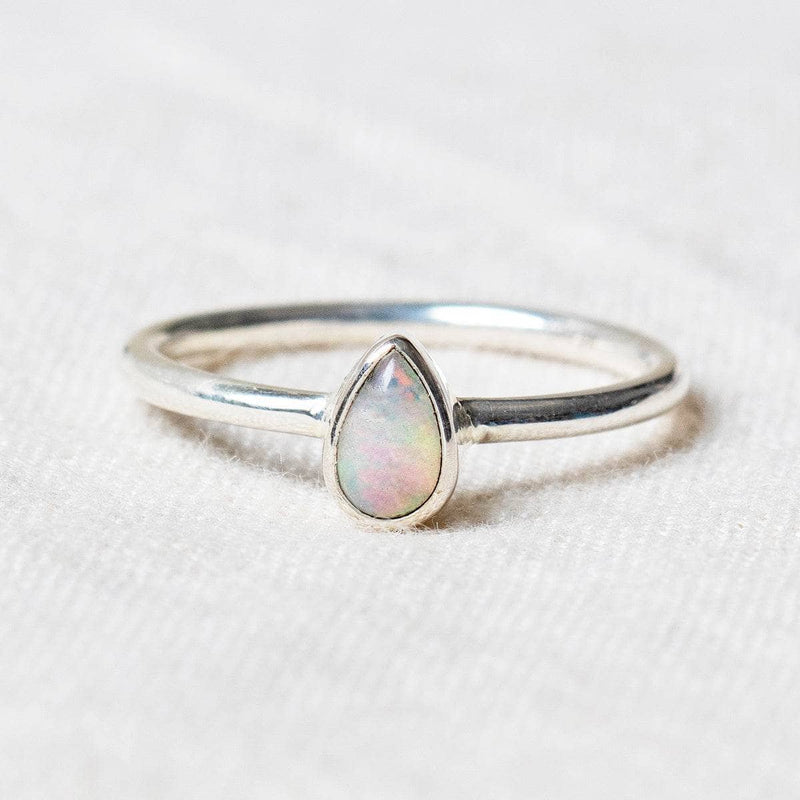 Ethiopian Opal Freeform Stackable Silver Ring