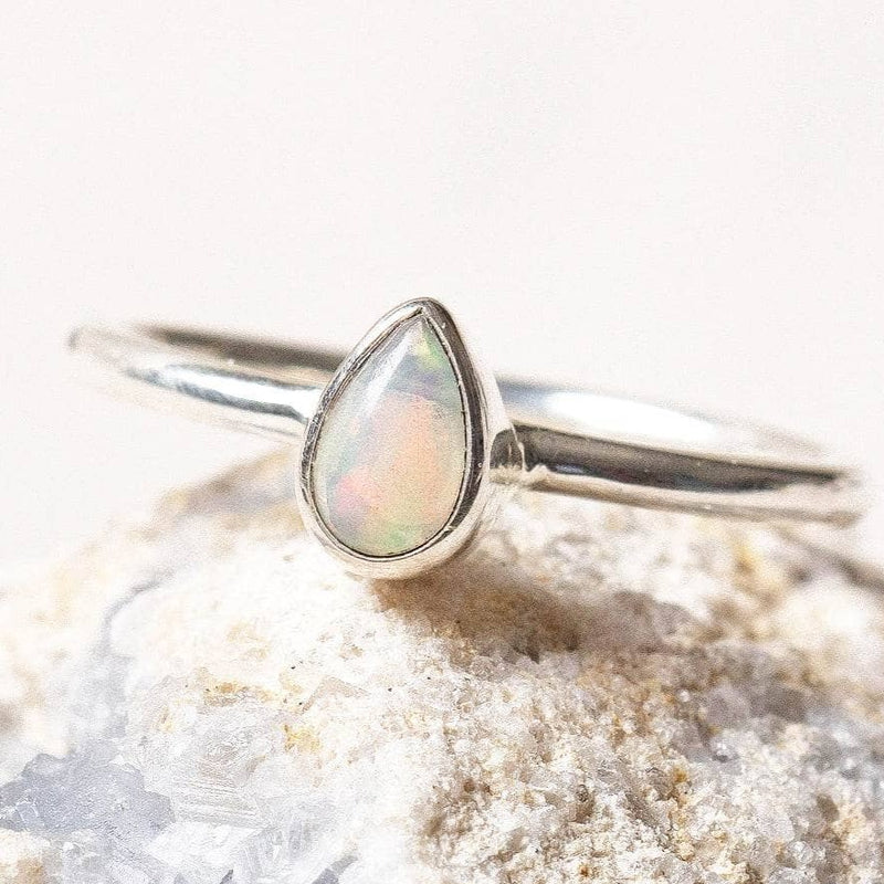 Ethiopian Opal Freeform Stackable Silver Ring