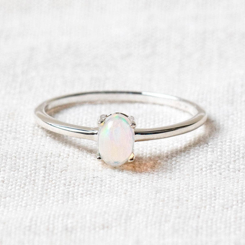 Ethiopian Opal Stackable Silver Ring