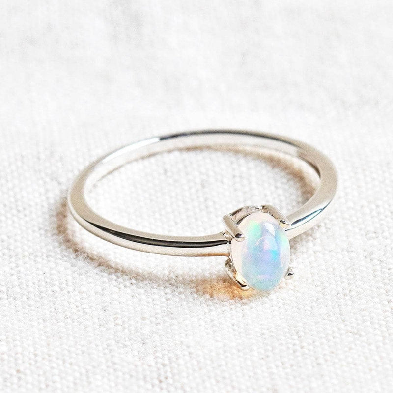 Ethiopian Opal Stackable Silver Ring