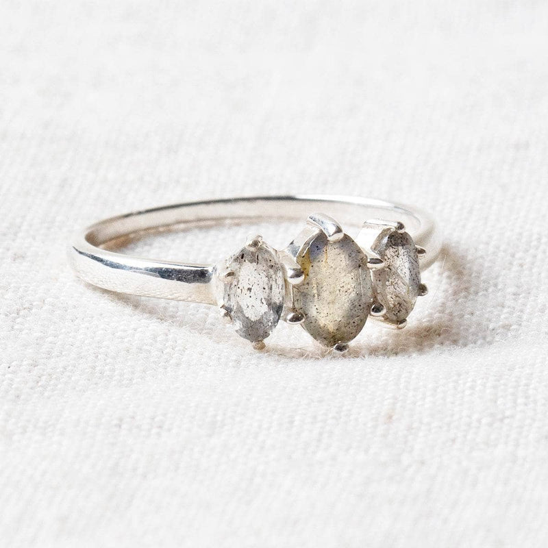 Labradorite 3 Stone Silver Ring