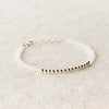 Silver Beaded Rainbow Moonstone Bracelet